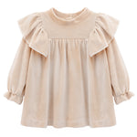 Baby velvet dress with ruffle shouders; perfect for baby girl clothes and Christmas gift ideas  