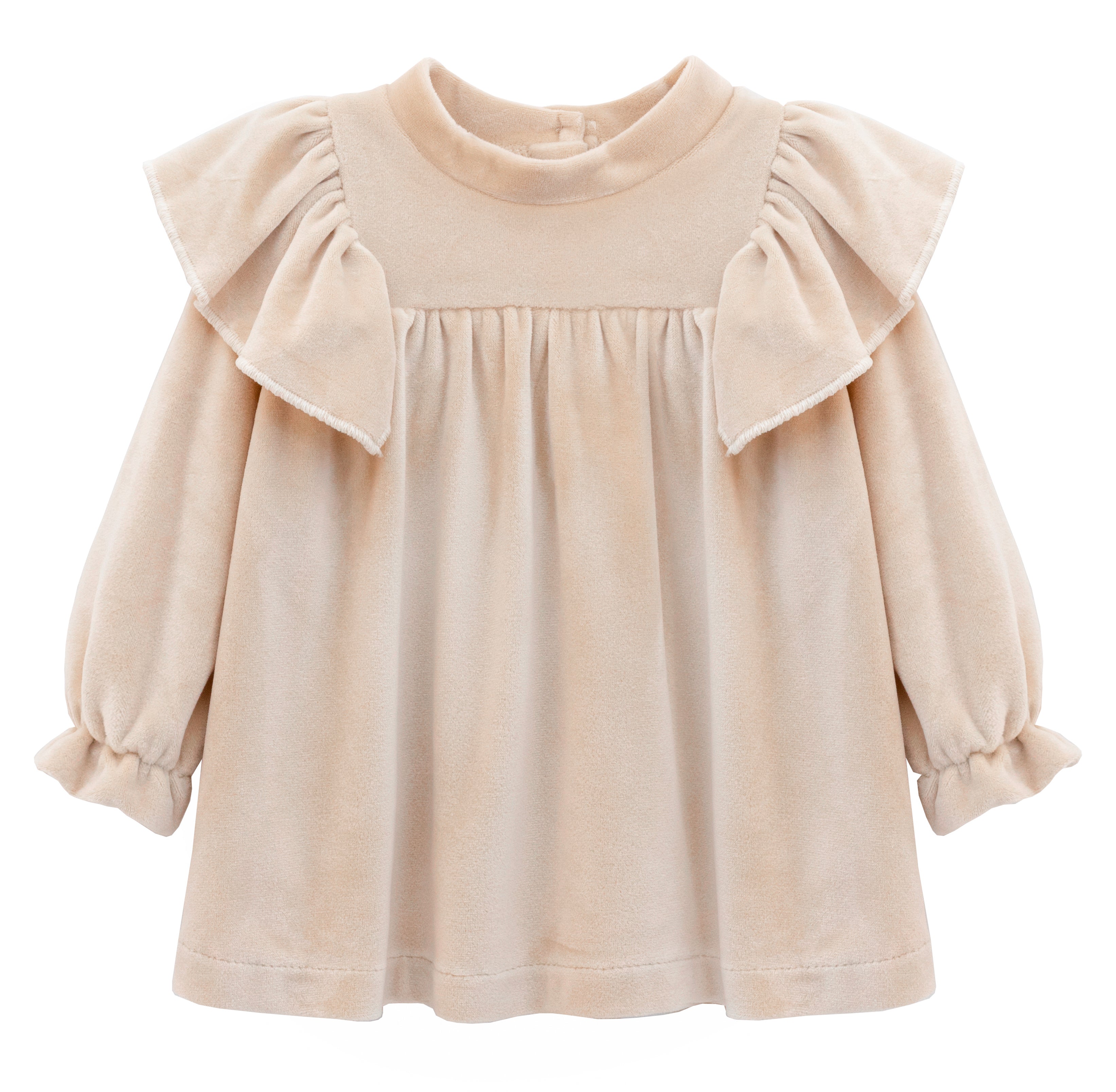 Baby velvet dress with ruffle shouders; perfect for baby girl clothes and Christmas gift ideas  