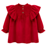 Baby velvet dress with ruffle shouders; perfect for baby girl clothes and Christmas gift ideas  