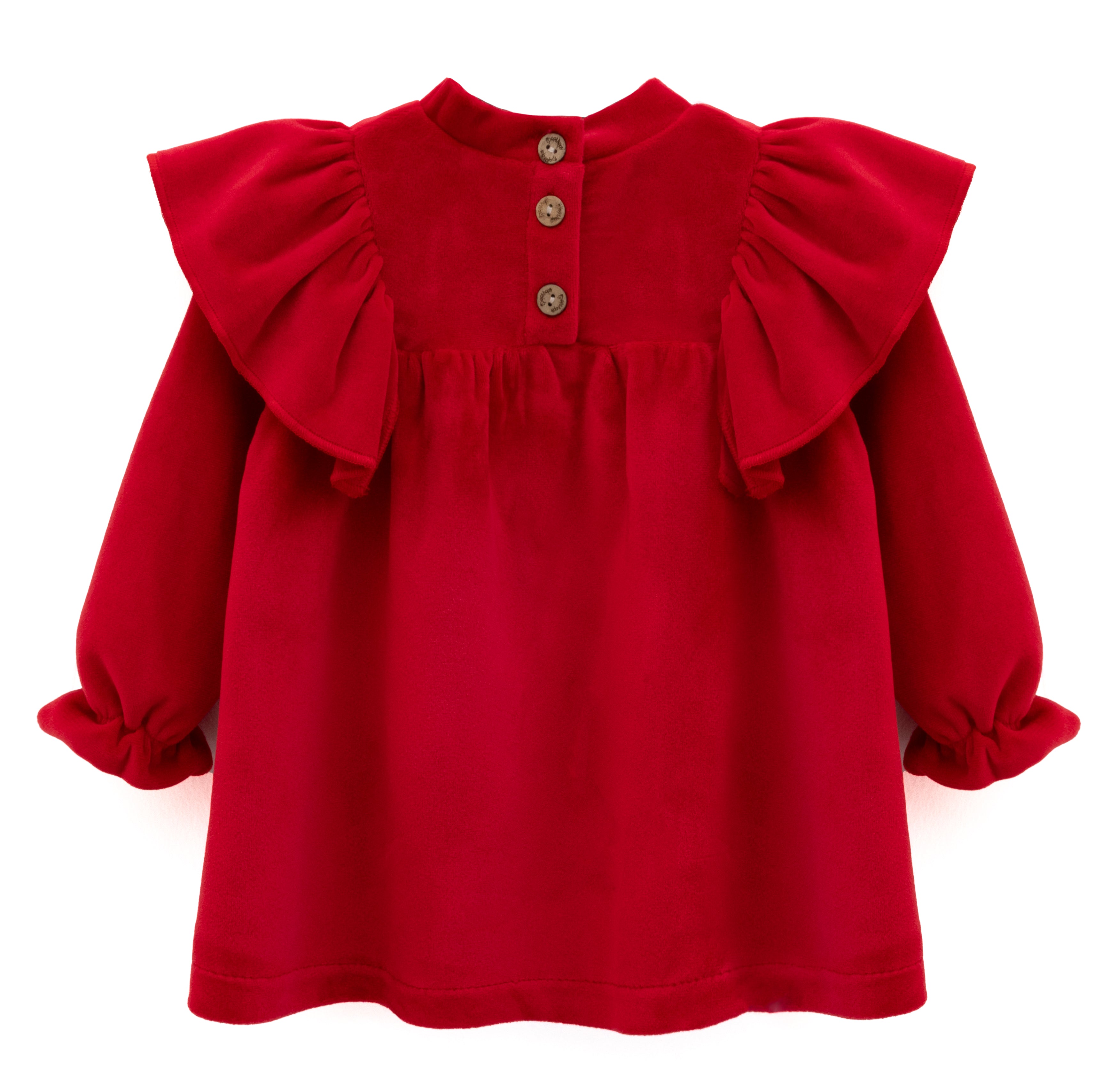 Baby velvet dress with ruffle shouders; perfect for baby girl clothes and Christmas gift ideas  