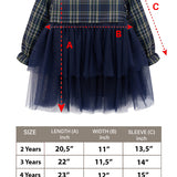 Girls' cotton plaid dress with attached tulle skirt; perfect girls christmas dress & Christmas gift ideas  