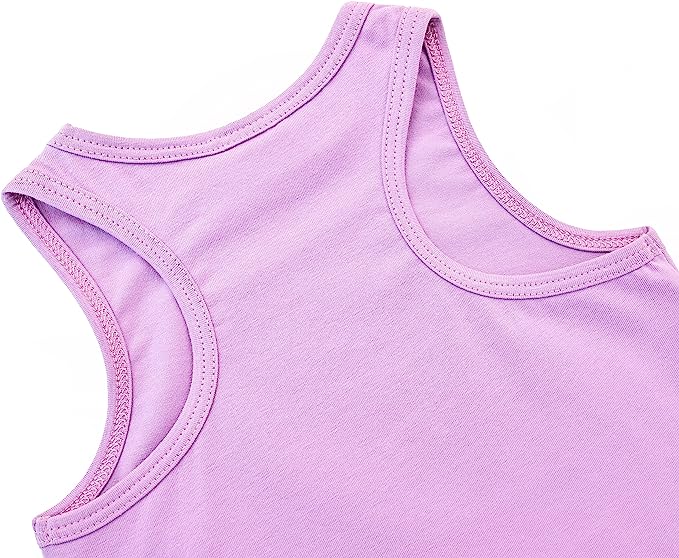 Girls' Soft Solid Cotton Blend Racerback Tank Top / 11-12 Years LILAX