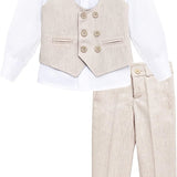 Toddler & Youth Boys 4 Piece Formal Suit Set V-Neck Vest White Dress Shirt Dress Pants and Bowtie LILAX