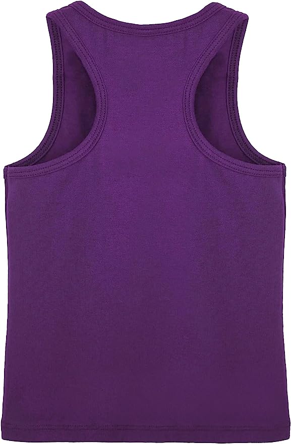 Girls' Soft Solid Cotton Blend Racerback Tank Top / 11-12 Years LILAX