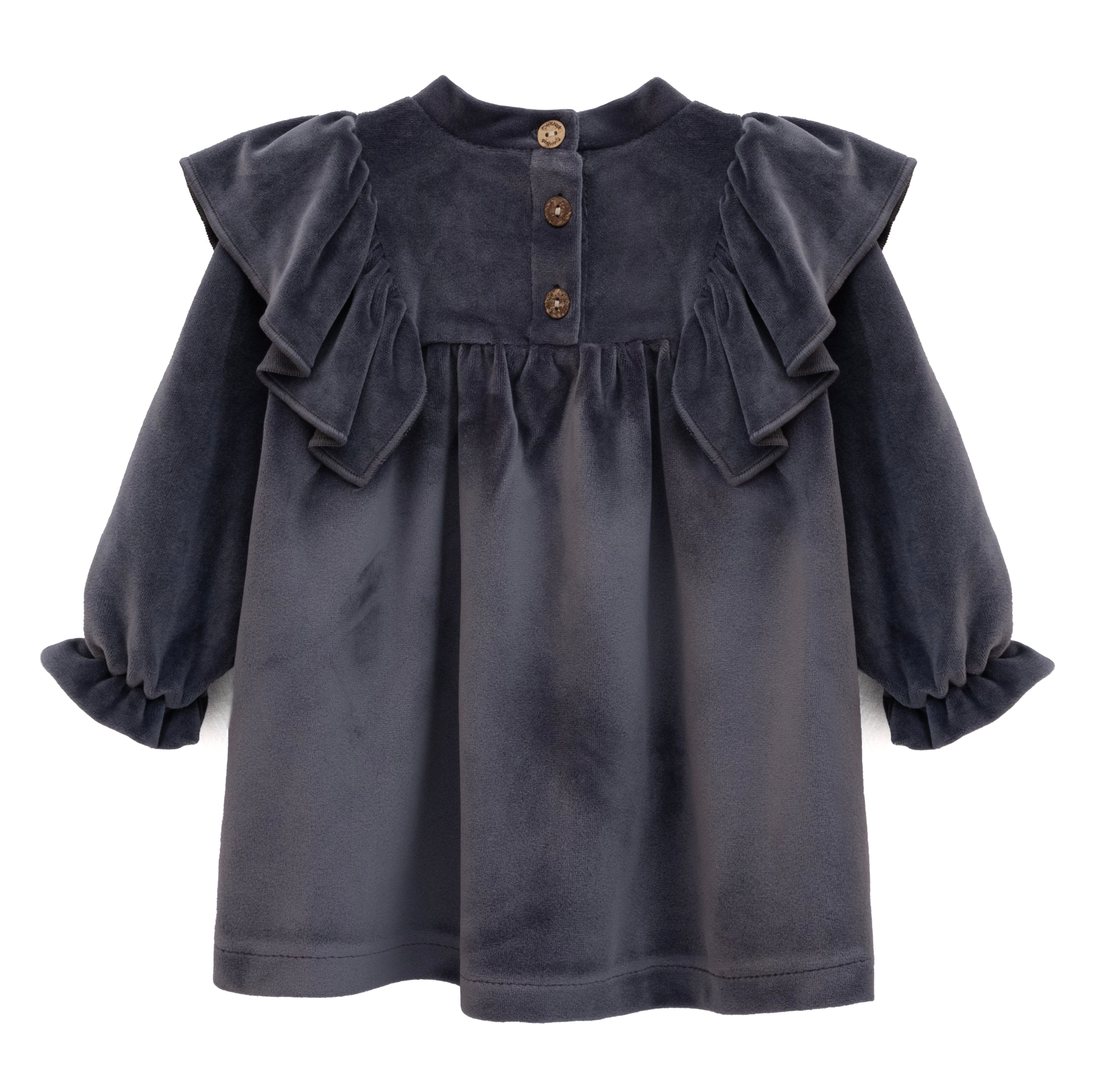 Baby velvet dress with ruffle shouders; perfect for baby girl clothes and Christmas gift ideas  