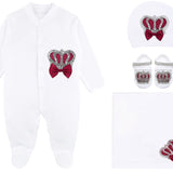 Baby Boy Newborn Crown Jewels Layette 4-Piece Gift Set, Newborn Footie for Baby Shower