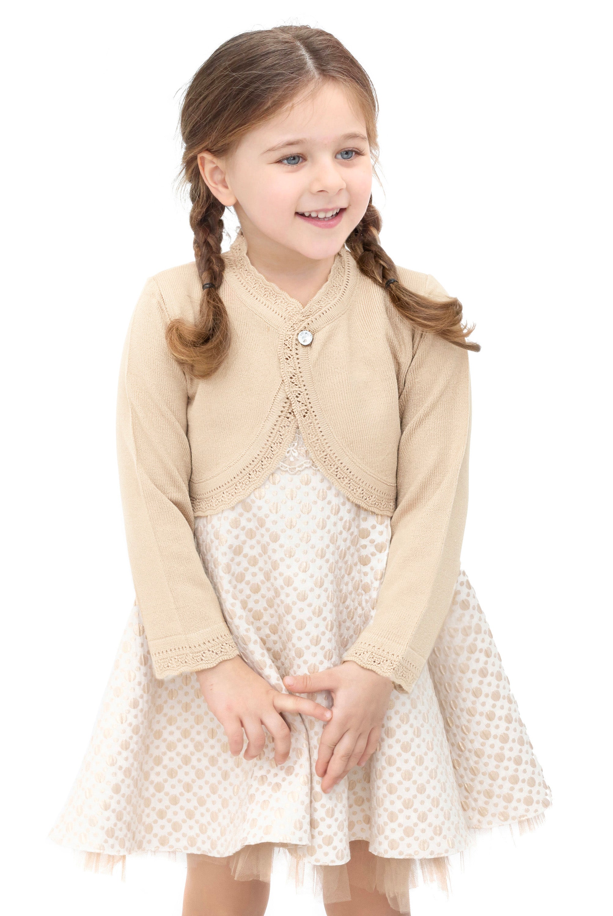 Girls' Bolero Cardigan Shrug Knit Long Sleeve Button Closure LILAX