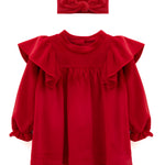 Baby velvet dress with ruffle shouders; perfect for baby girl clothes and Christmas gift ideas  