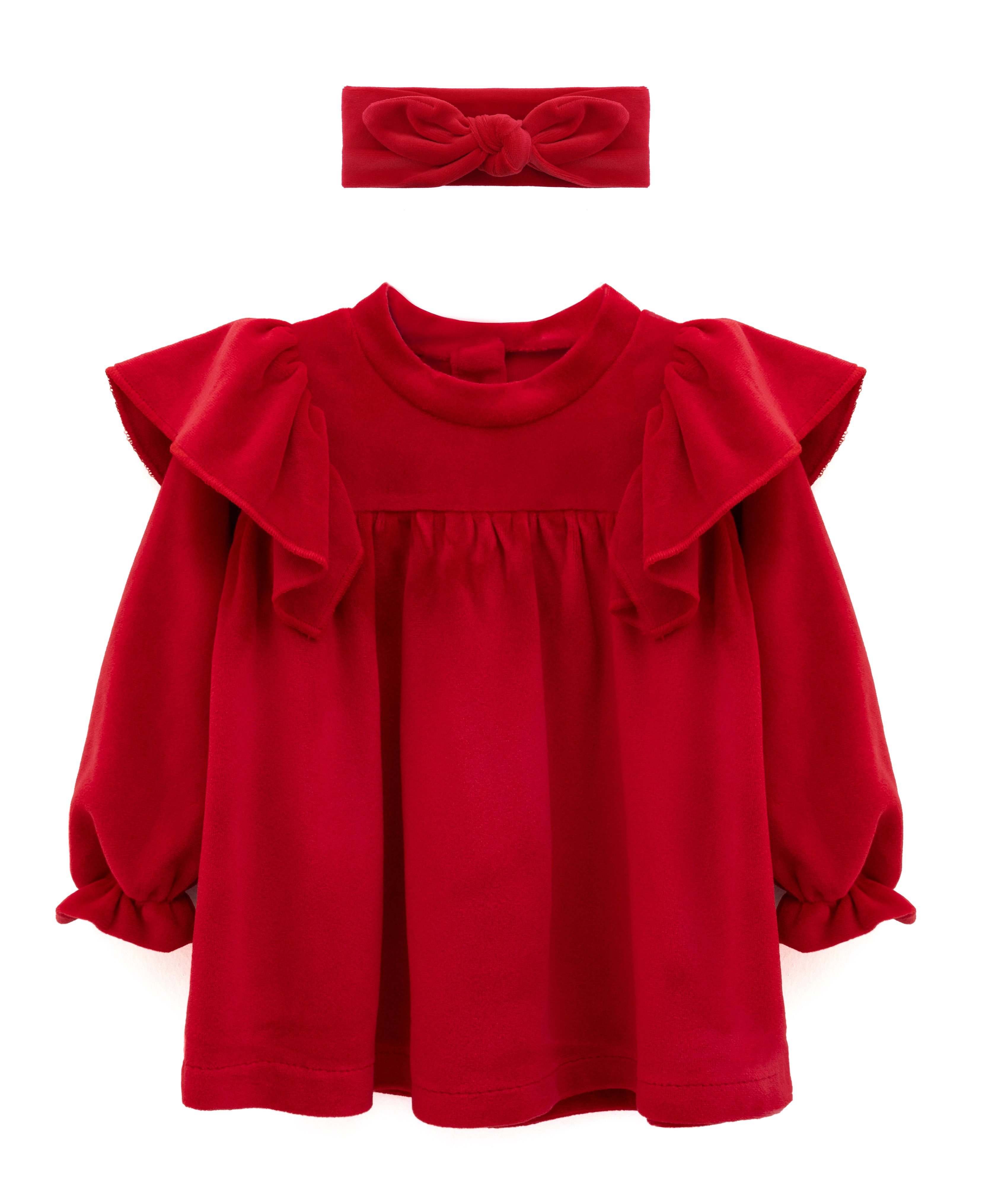 Baby velvet dress with ruffle shouders; perfect for baby girl clothes and Christmas gift ideas  