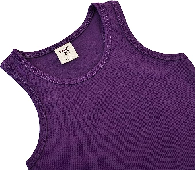 Girls' Soft Solid Cotton Blend Racerback Tank Top / 11-12 Years LILAX