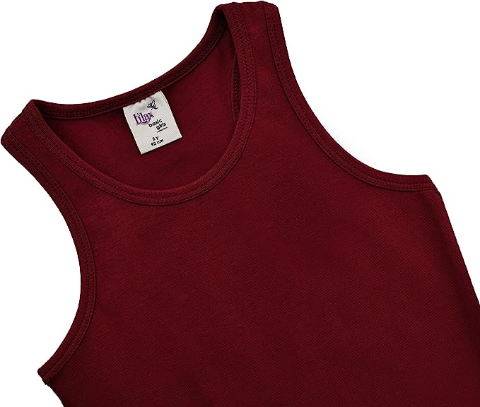 Girls' Soft Solid Cotton Blend Racerback Tank Top / 11-12 Years LILAX