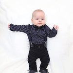 Formal Gentlemen's 4-Piece Set: Vest - Pants - Bowtie and Schoulders Strap Ensemble for Baby Boys LILAX