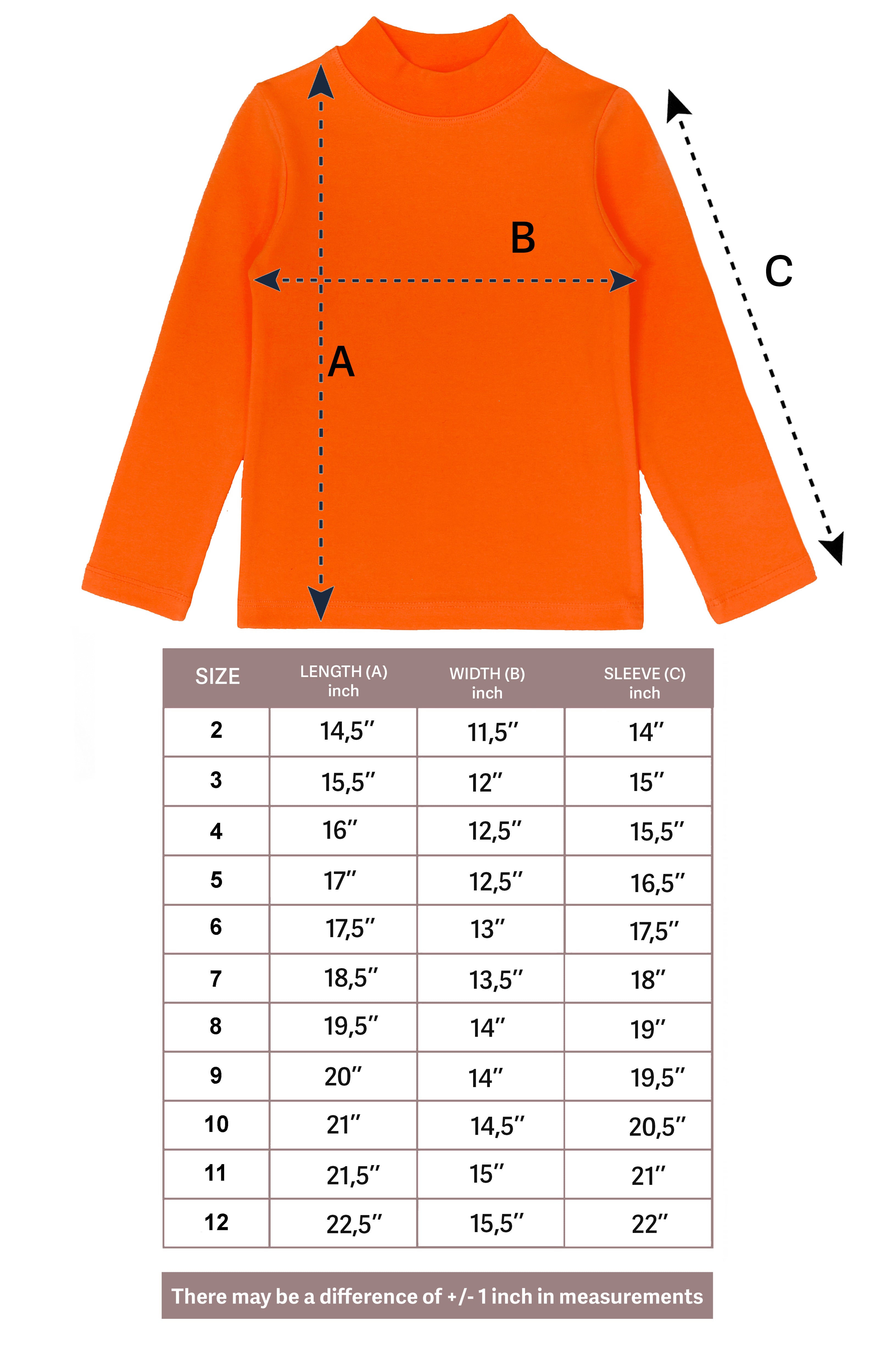 Girls' Basic Mock Turtleneck Long Sleeve Cotton Solid T-Shirt / 5 to 8 Years LILAX