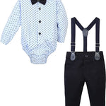 Formal Gentlemen's 4-Piece Set: Vest - Pants - Bowtie and Schoulders Strap Ensemble for Baby Boys LILAX