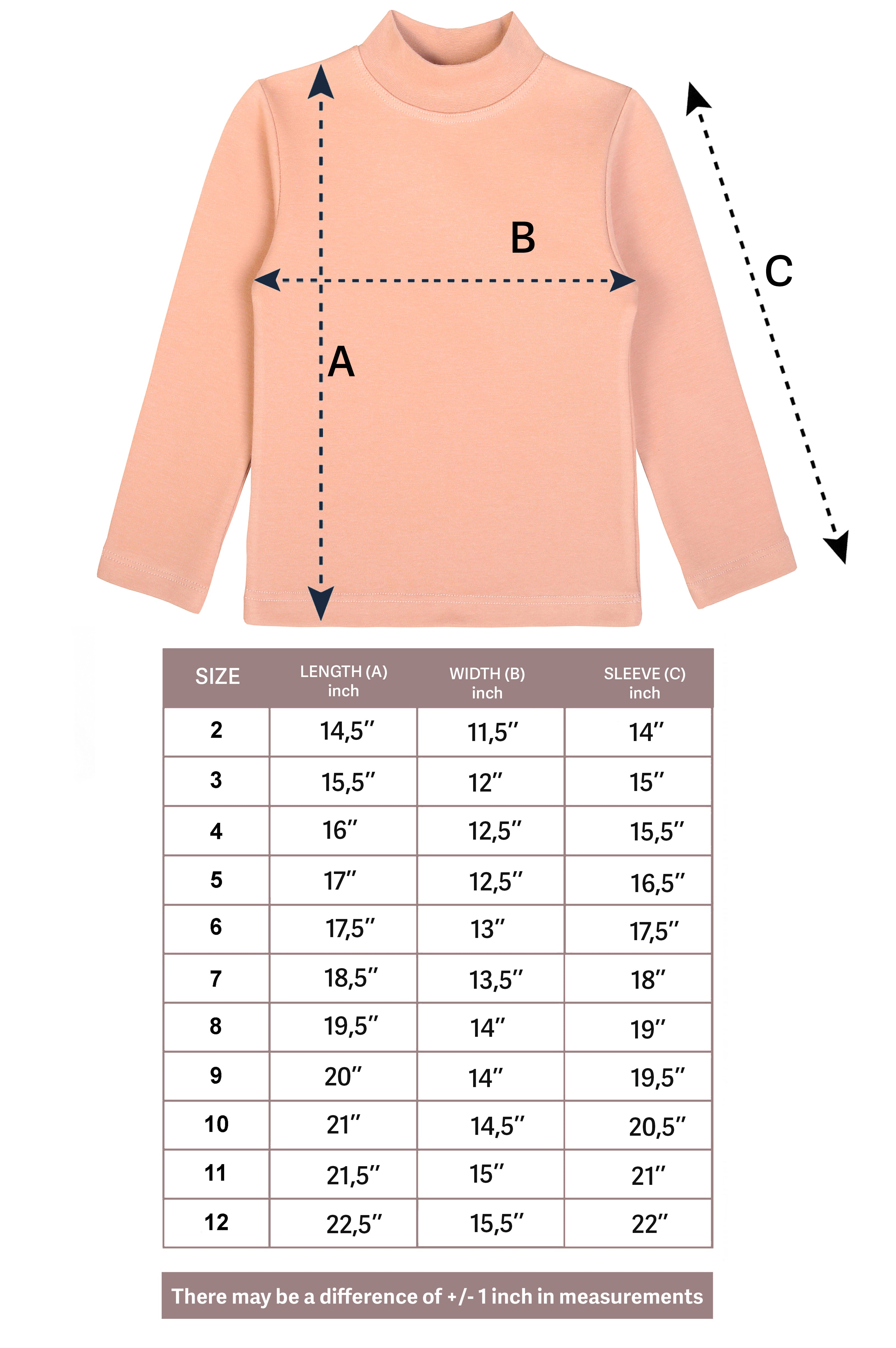 Girls' Basic Mock Turtleneck Long Sleeve Cotton Solid T-Shirt / 5 to 8 Years LILAX