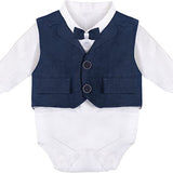 Gentleman Baby Tuxedo Boy Dress Shirt - Bowtie - Hat and Pant 4-Piece Cotton Suit Set LILAX