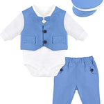 Gentleman Baby Tuxedo Boy Dress Shirt - Bowtie - Hat and Pant 4-Piece Cotton Suit Set LILAX