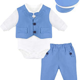 Gentleman Baby Tuxedo Boy Dress Shirt - Bowtie - Hat and Pant 4-Piece Cotton Suit Set LILAX