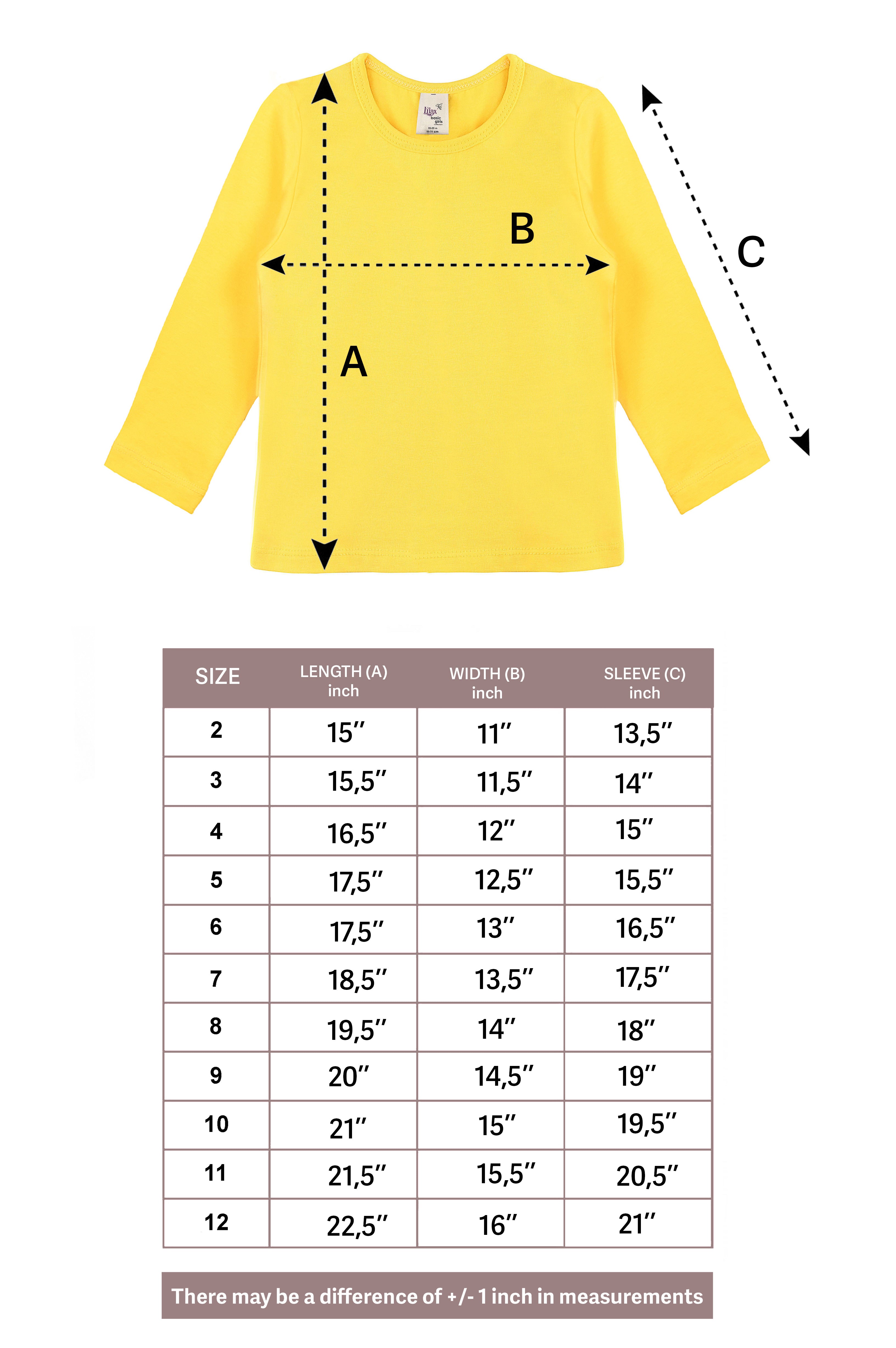 Girls' Basic Crewneck Long Sleeve Cotton T-Shirt  / 5 to 7 Years lilax