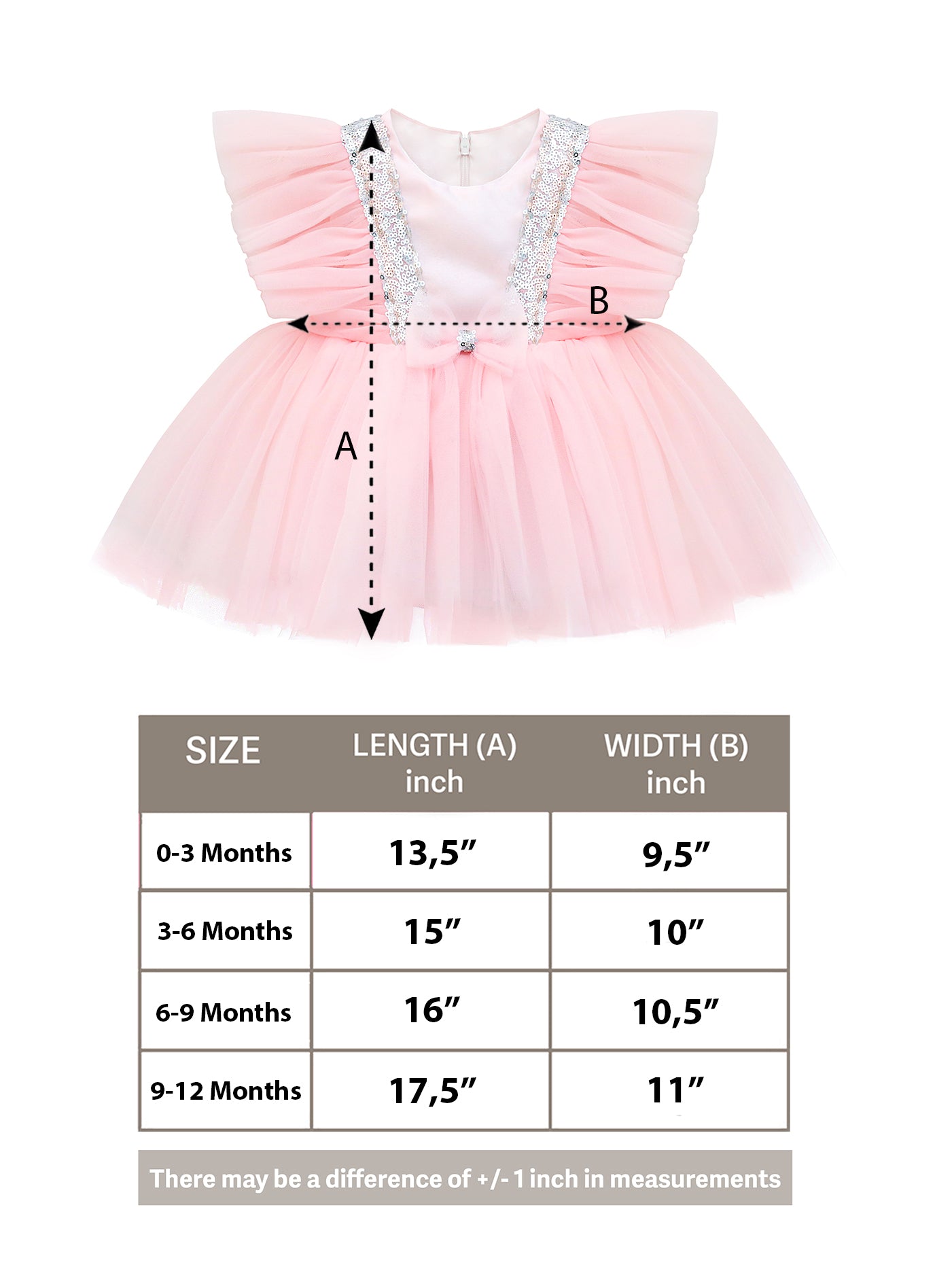 Baby Girls' Sequined Tulle Dress Ruffle Sleeve 3 Piece Gift Set For Newborns LILAX