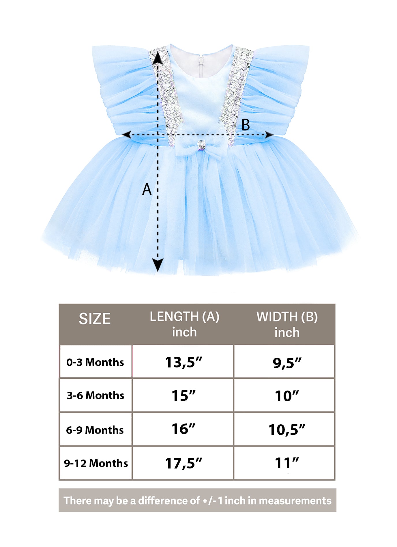 Baby Girls' Sequined Tulle Dress Ruffle Sleeve 3 Piece Gift Set For Newborns LILAX