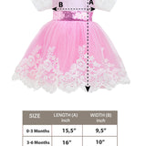 Lace Princess Wedding Party Dress Gown for Newborn Baby Girl Deluxe 4-Piece Set LILAX