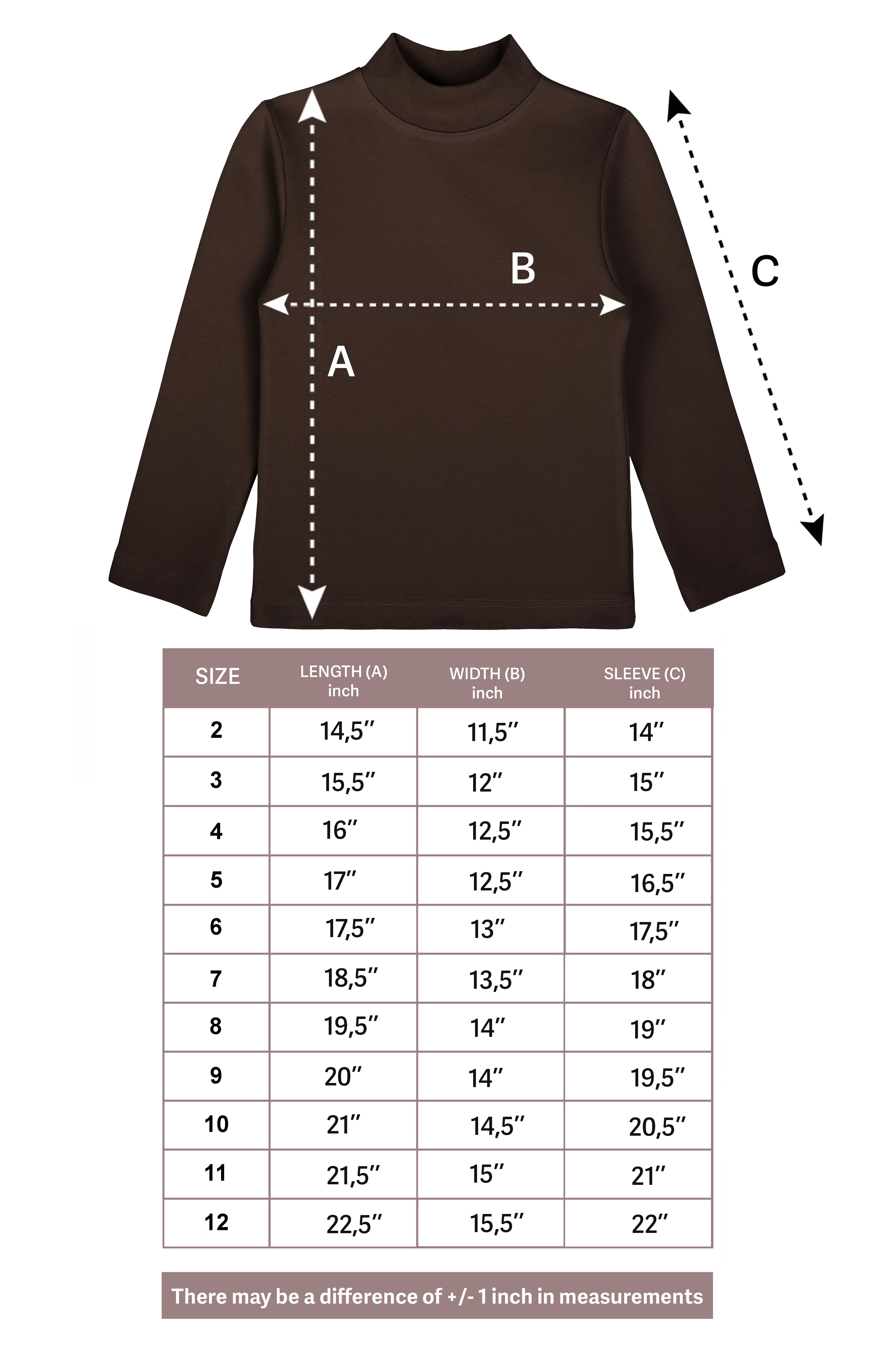 Girls' Basic Mock Turtleneck Long Sleeve Cotton Solid T-Shirt / 5 to 8 Years LILAX