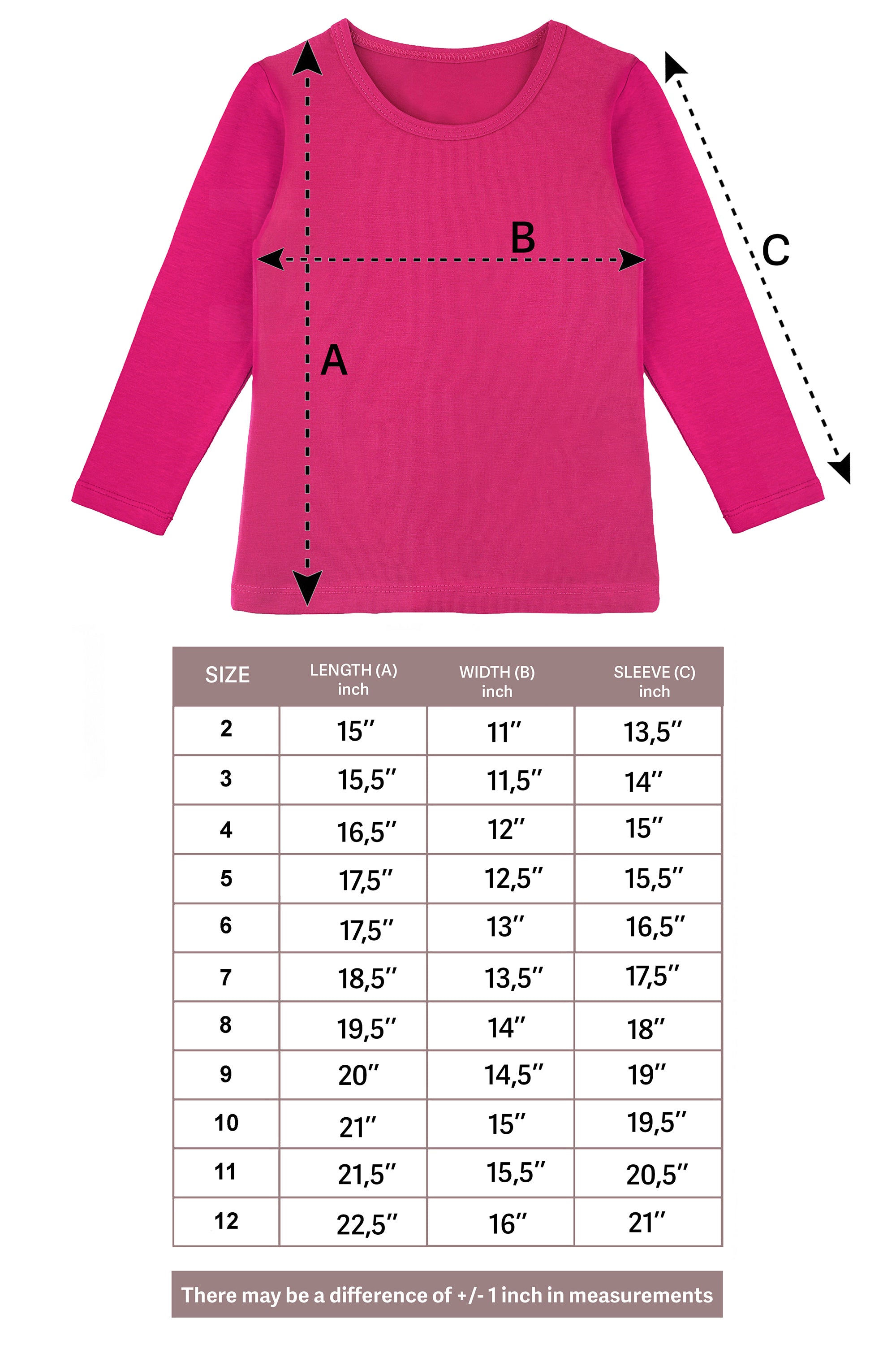 Girls' Basic Crewneck Long Sleeve Cotton T-Shirt / 11-12 Years LILAX