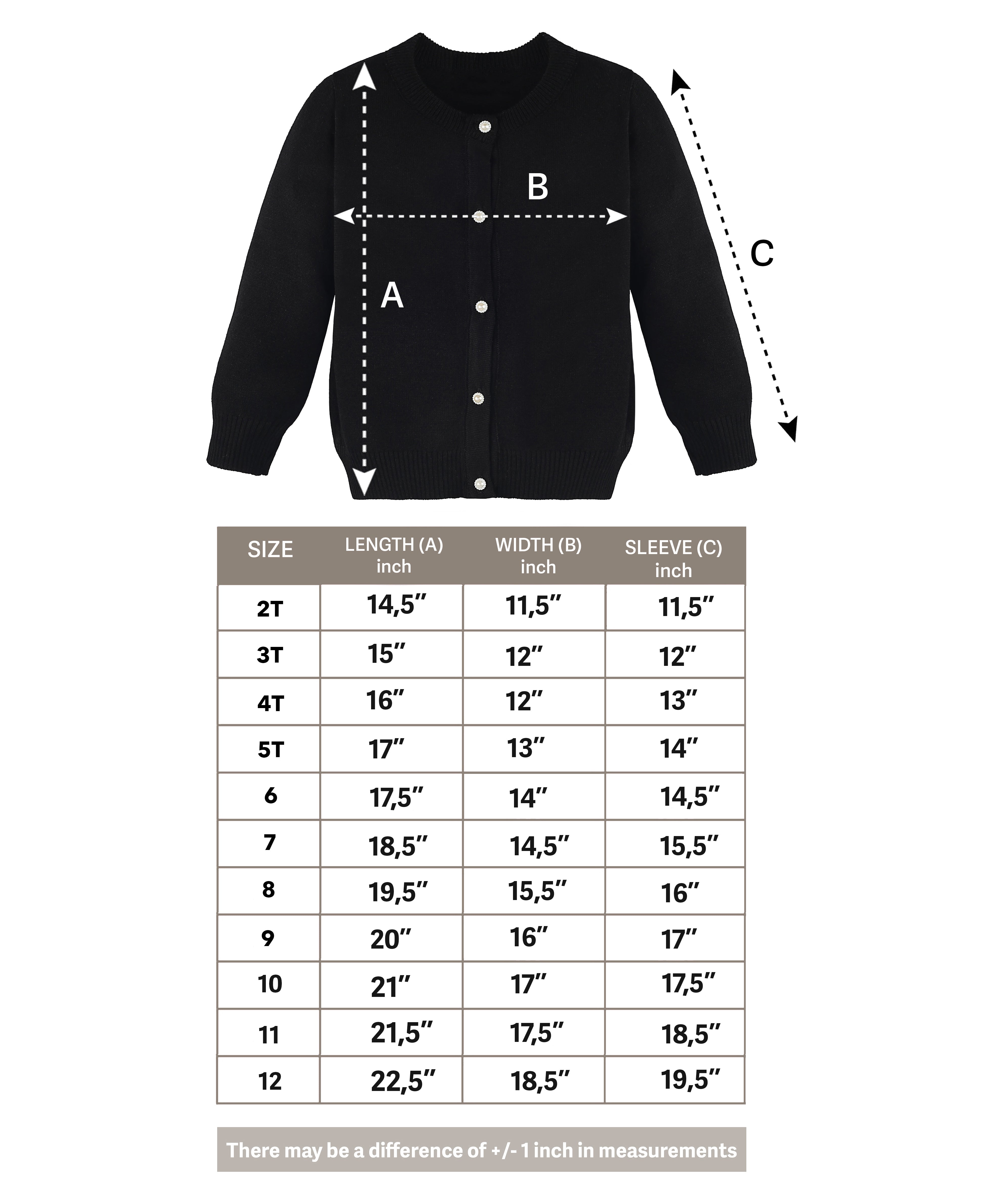 Girls' Classic Knit Cardigan Long Sleeve Button Closure Sweater 2 Years to 12 Years LILAX