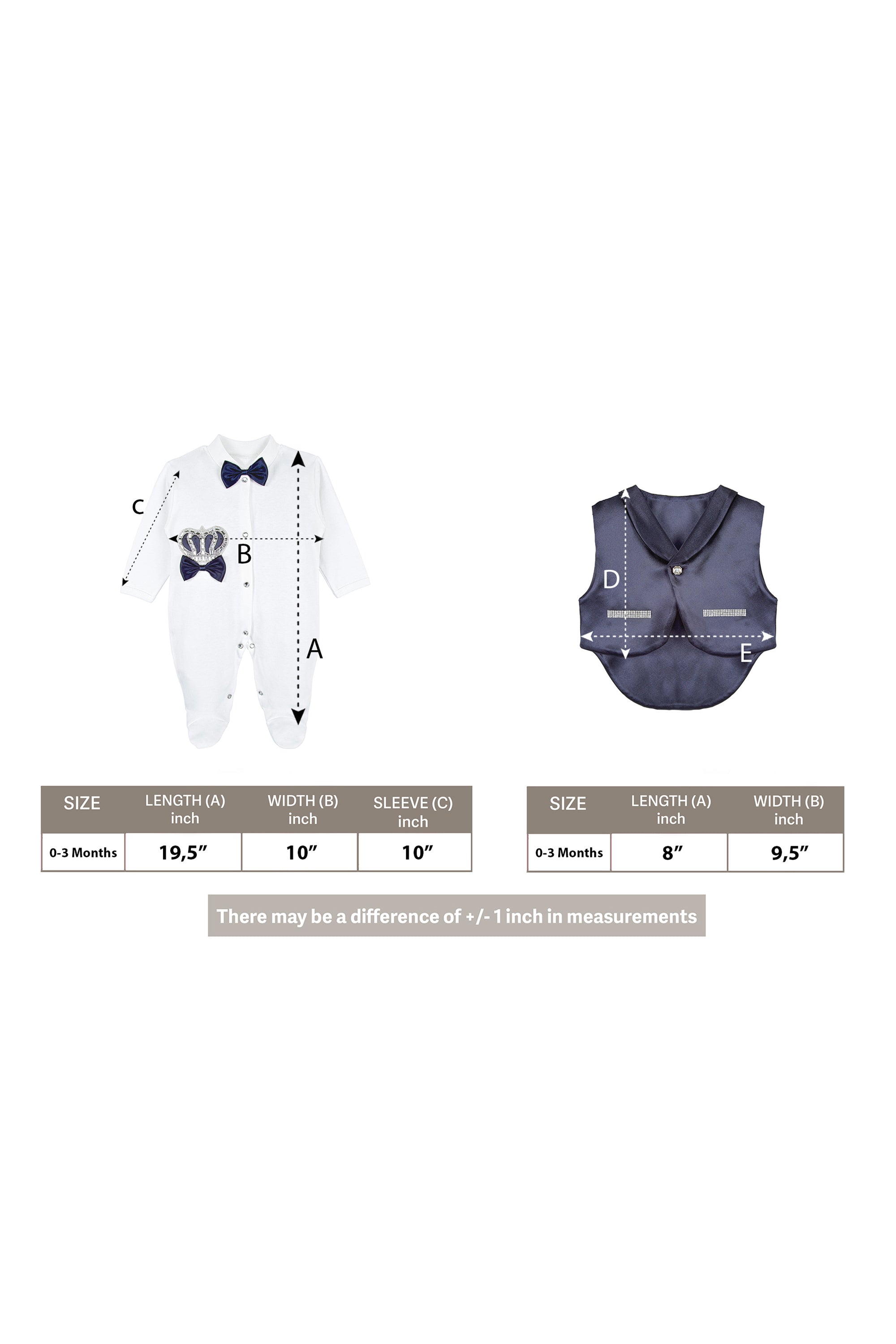 Regal and Handsome: 5-Piece Layette Gift Set with Jeweled Crown Tuxedo for Baby Boys (0-3 Months) LILAX