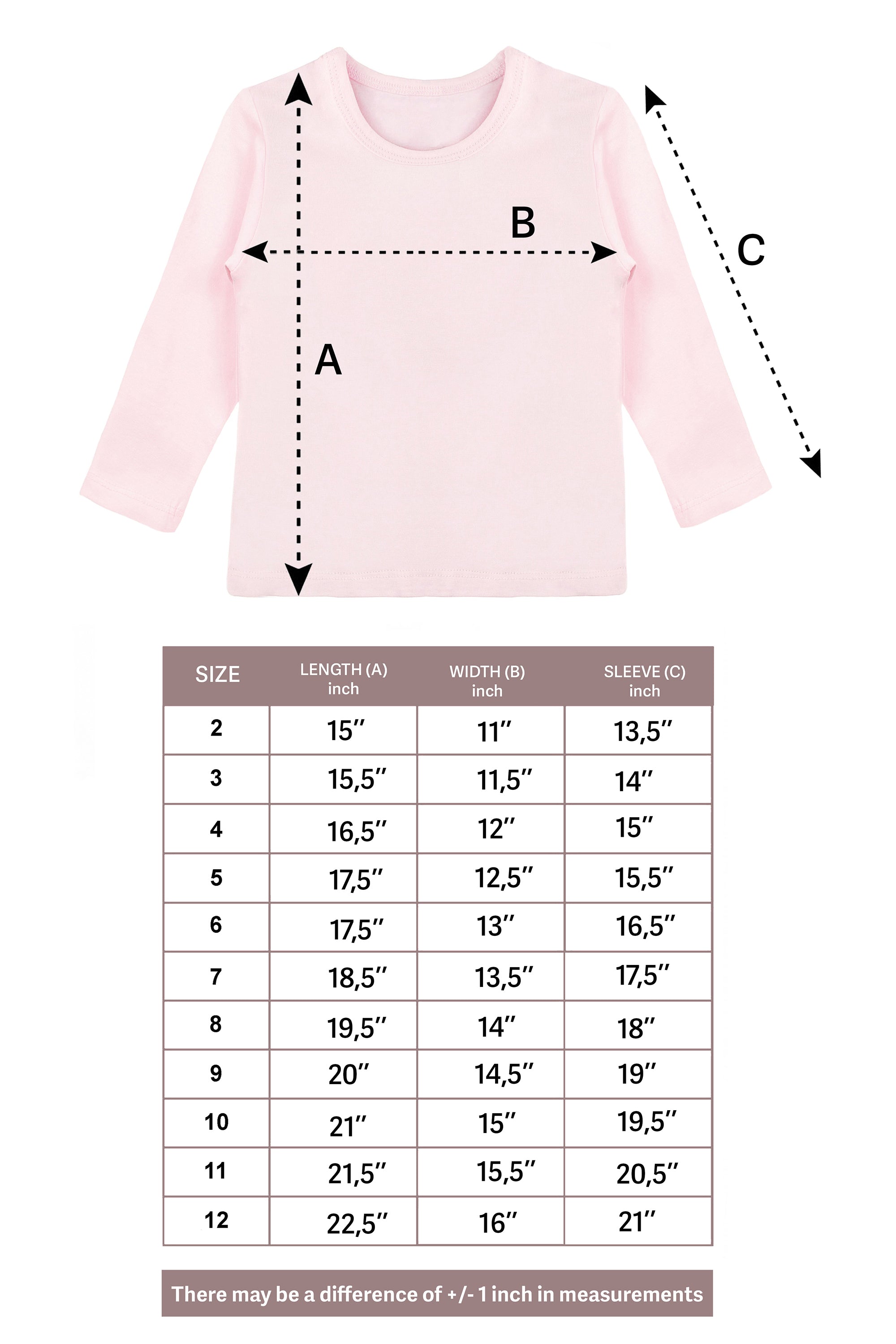 Girls' Basic Crewneck Long Sleeve Cotton T-Shirt / 11-12 Years LILAX