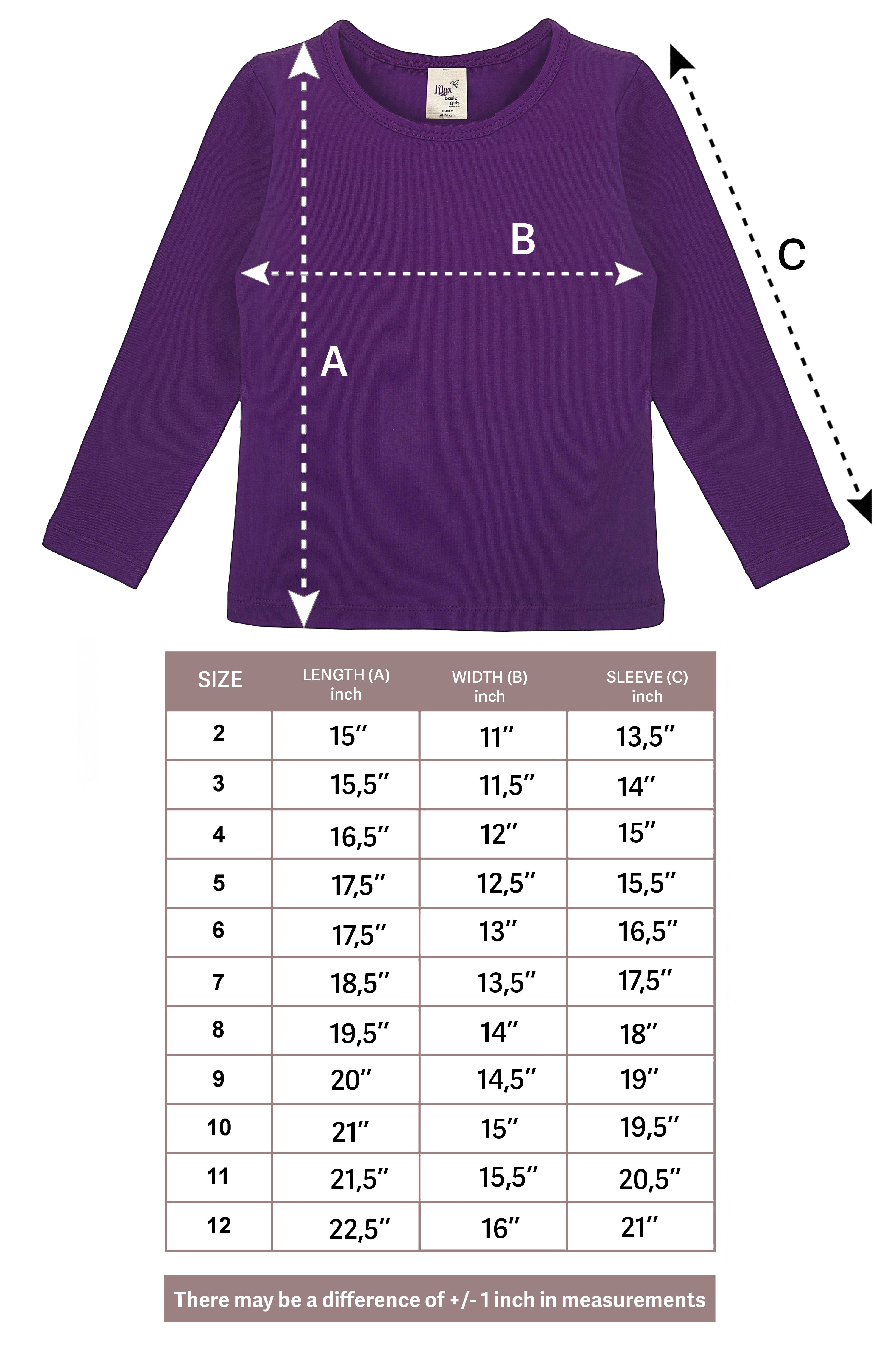 Girls' Basic Crewneck Long Sleeve Cotton T-Shirt  / 5 to 7 Years lilax