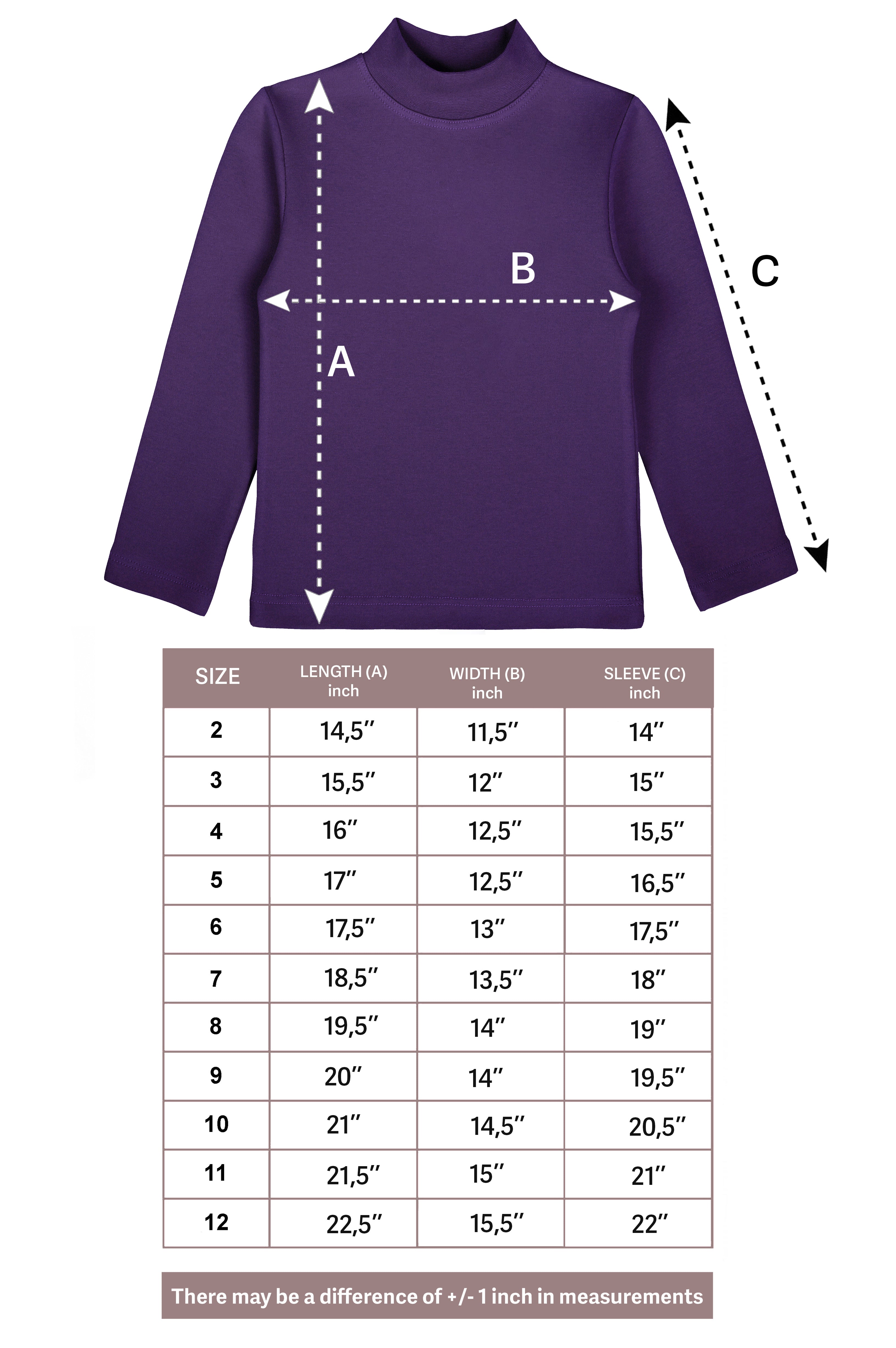 Girls' Basic Mock Turtleneck Long Sleeve Cotton Solid T-Shirt / Toddler LILAX