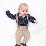 Formal Gentlemen's 4-Piece Set: Vest - Pants - Bowtie and Schoulders Strap Ensemble for Baby Boys LILAX