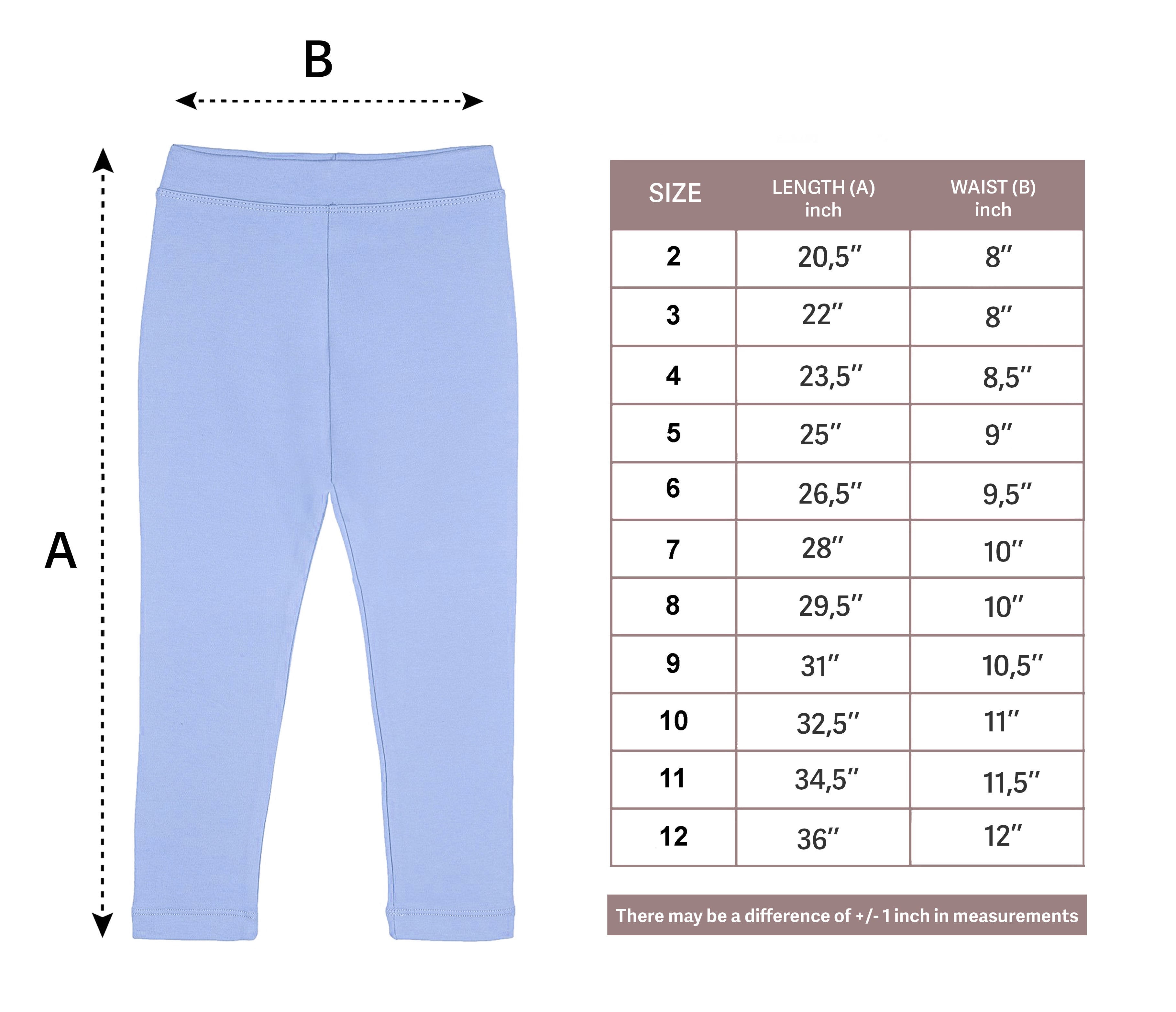 Girls' Basic Soft Leggings Solid Full Length Cotton / 9 to 12 Years LILAX