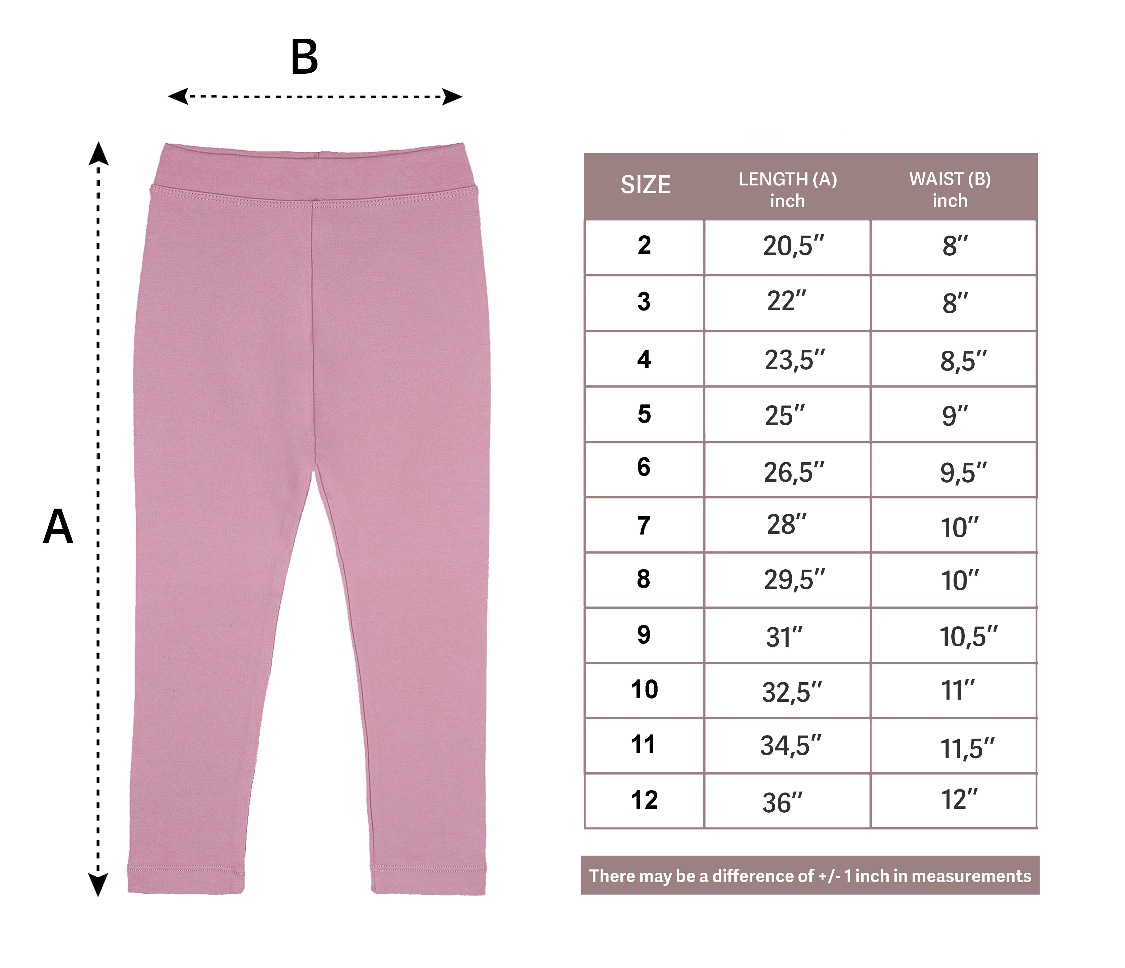 Girls' Basic Soft Leggings Solid Full Length Cotton / 9 to 12 Years LILAX