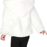 Girls puffy and cozy hooded cardigan sweater with 4 buttons; perfect for Christmas gift ideas