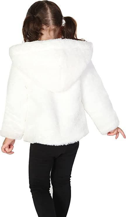 Girls puffy and cozy hooded cardigan sweater with 4 buttons; perfect for Christmas gift ideas