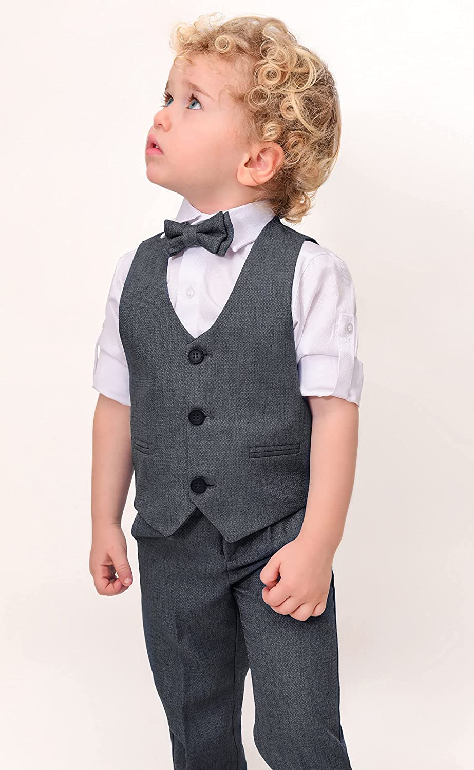 Boys Formal Suit 4 Piece Vest Pants and Tie Dresswear Set / Toddler LILAX