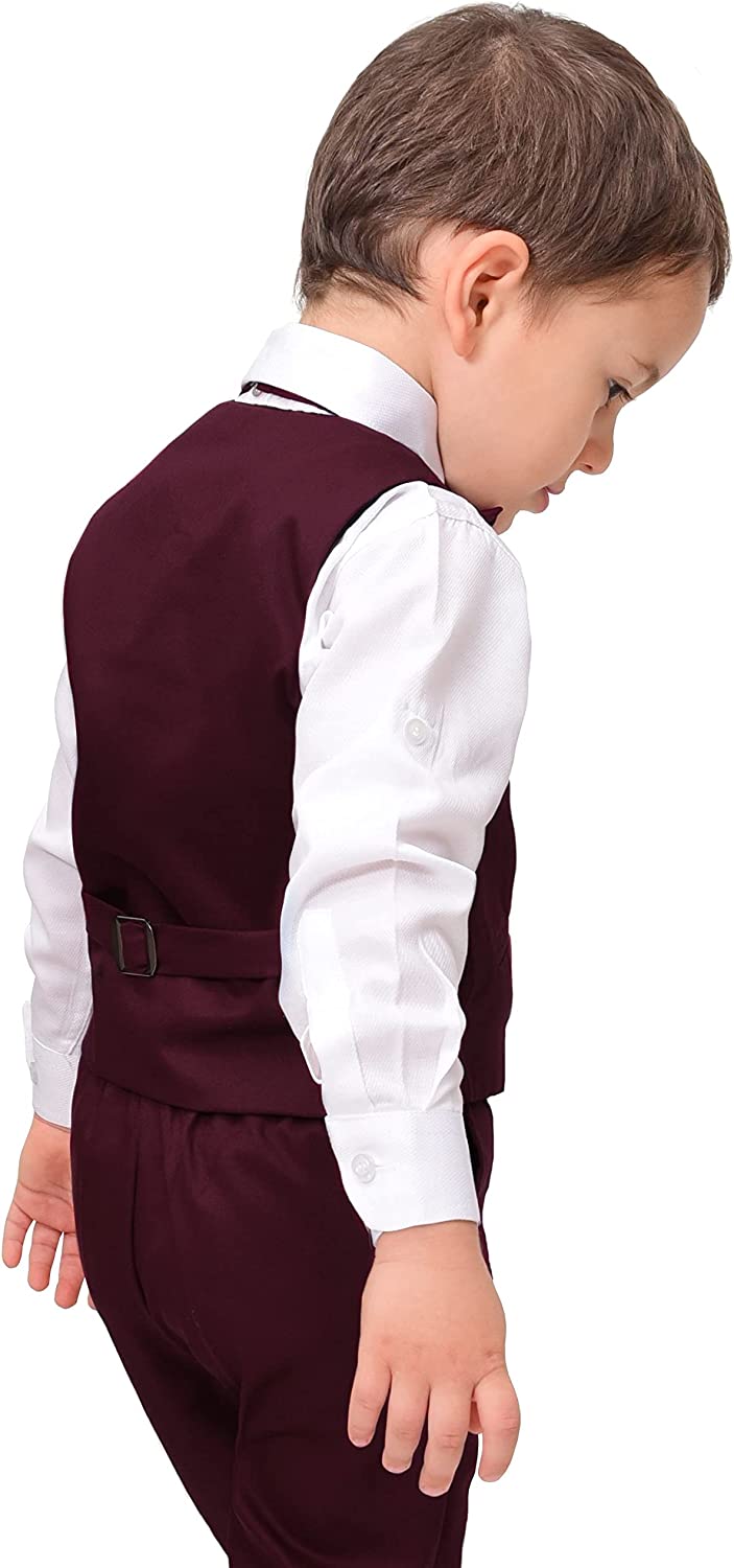 Boys Formal 4 Piece Dress Shirt Pants and Tie and Vest Suit Set LILAX