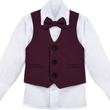 Boys Formal 4 Piece Dress Shirt Pants and Tie and Vest Suit Set LILAX