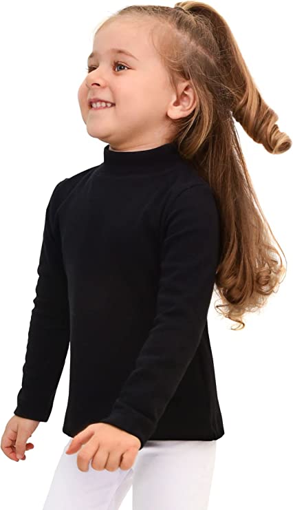 Girls' Basic Mock Turtleneck Long Sleeve Cotton Solid T-Shirt / 5 to 8 Years LILAX