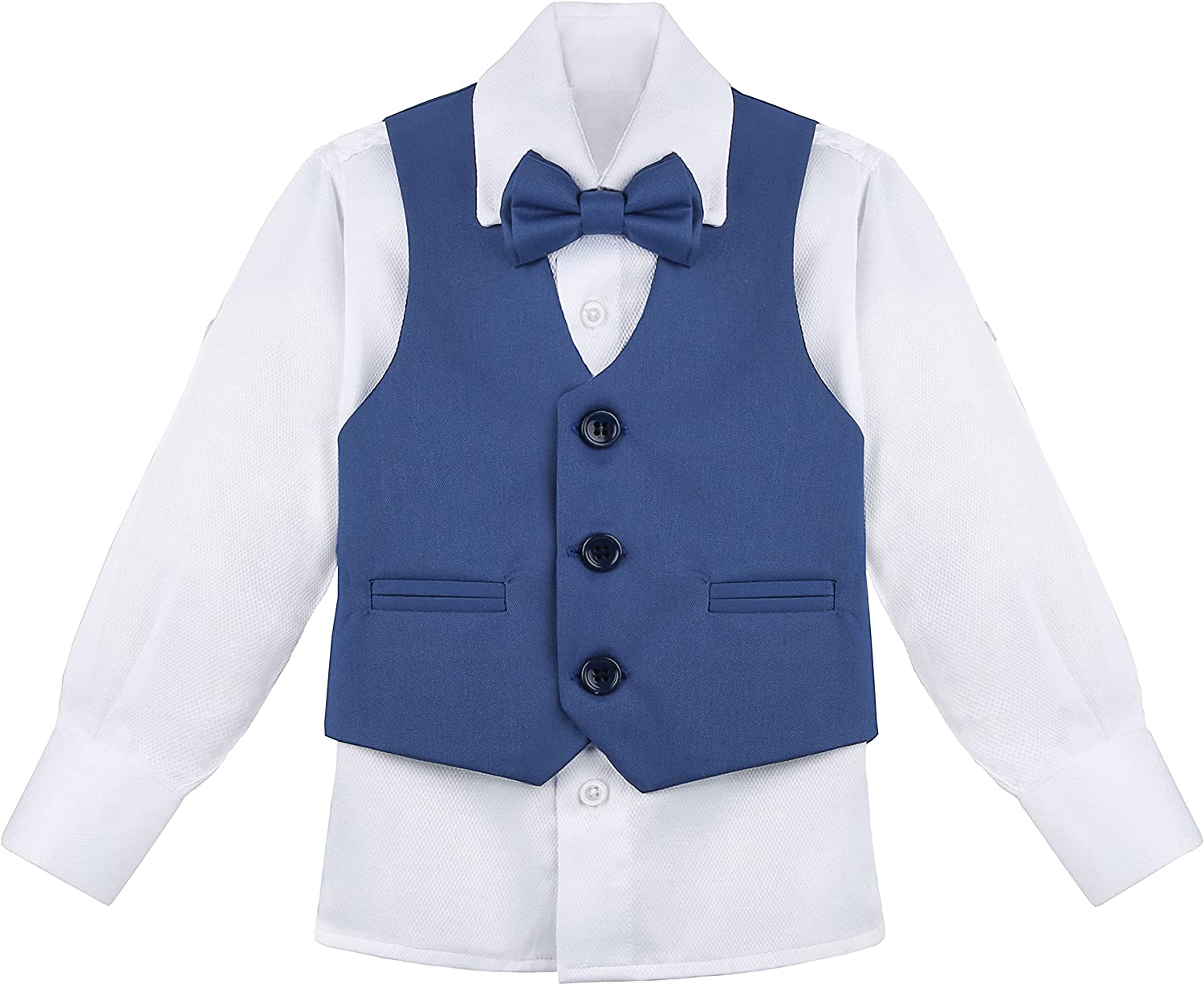 Boys Formal 4 Piece Dress Shirt Pants and Tie and Vest Suit Set LILAX