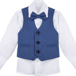 Boys Formal 4 Piece Dress Shirt Pants and Tie and Vest Suit Set LILAX