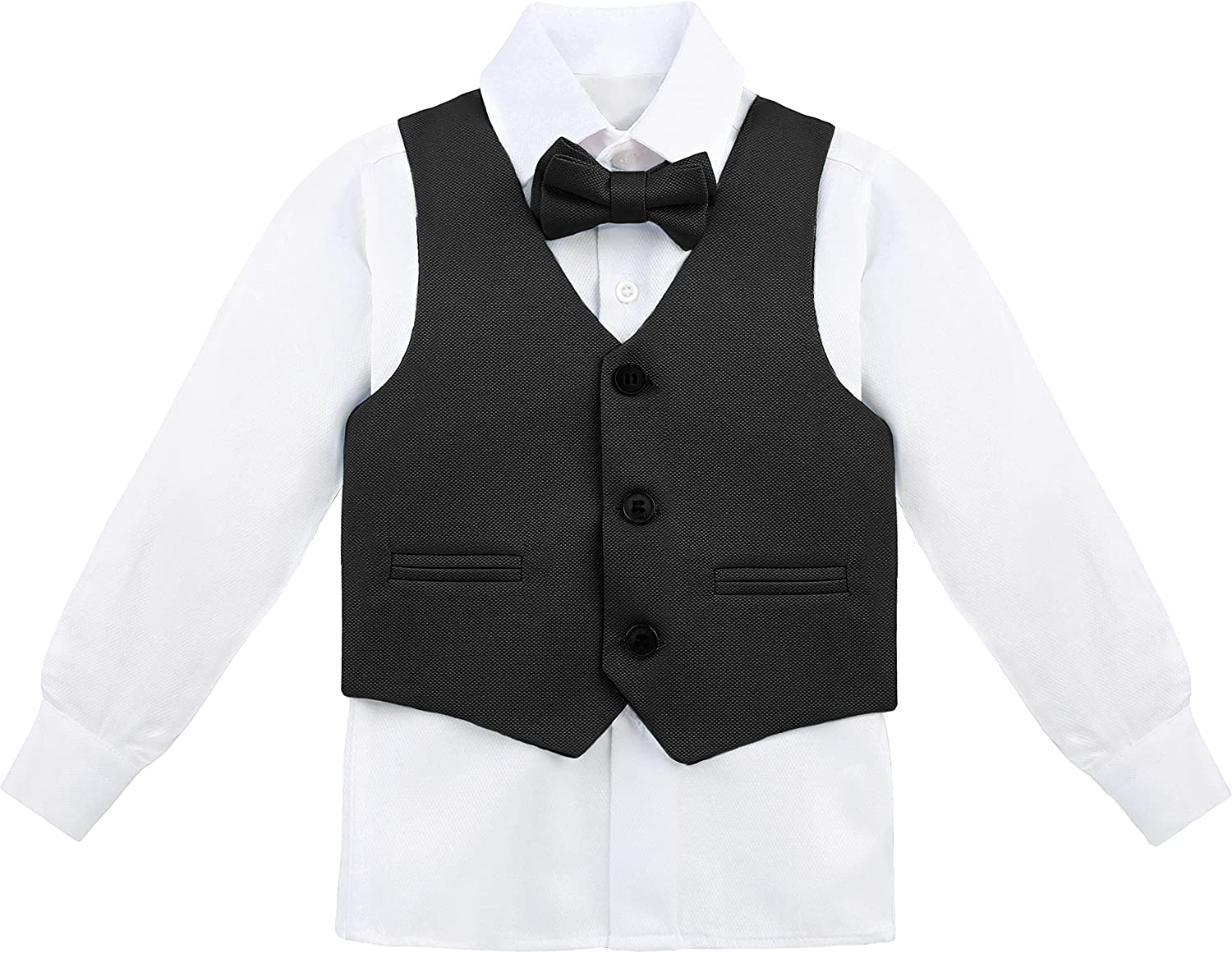 Boys' Dresswear Outfit: Formal Suit Set with 4 Pieces (Vest Pants Tie and Shirt) LILAX