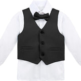 Boys' Dresswear Outfit: Formal Suit Set with 4 Pieces (Vest Pants Tie and Shirt) LILAX