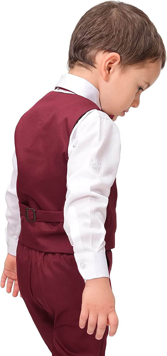 Boys Formal 4 Piece Dress Shirt Pants and Tie and Vest Suit Set LILAX