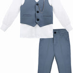 Boys' Dresswear Outfit: Formal Suit Set with 4 Pieces (Vest Pants Tie and Shirt) LILAX