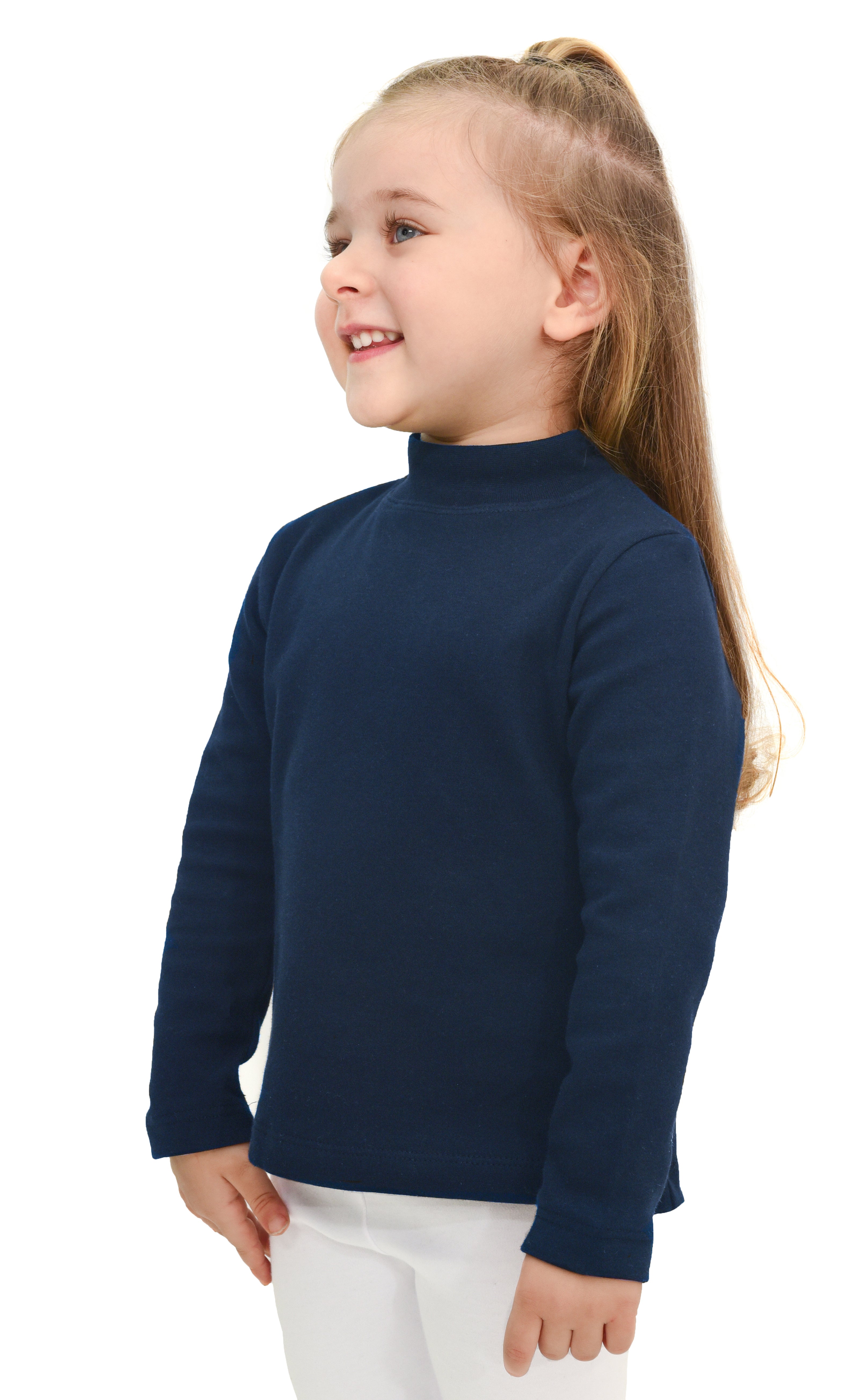 Girls' Basic Mock Turtleneck Long Sleeve Cotton Solid T-Shirt / 5 to 8 Years LILAX