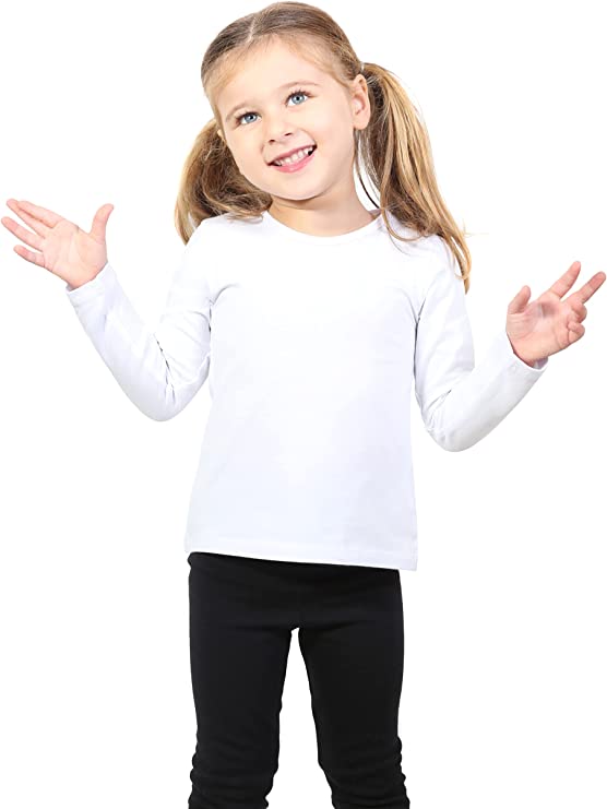 Girls' Basic Crewneck Long Sleeve Cotton T-Shirt / 8 to 10 Years LILAX